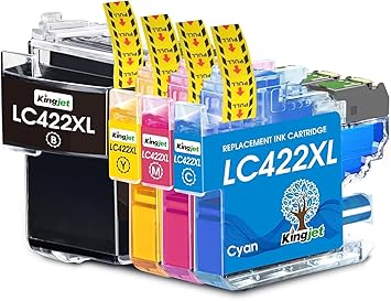 KINGJET LC422XL Cartucho de Tinta Compatible con Brother LC422 LC-422XL LC-422XLVAL Multipack para Brother MFC-J5340DW MFC-J5345DW MFC-J5740DW MFC-J6540DW MFC-J6940DW (Negro, Cian, Magenta, Amarillo)